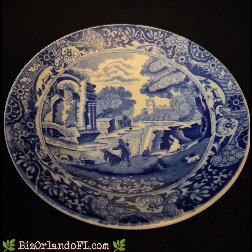 VINTAGE: Spode Blue Italian Individual Small Dish / Fruit Saucer 4.75" ** MARKED